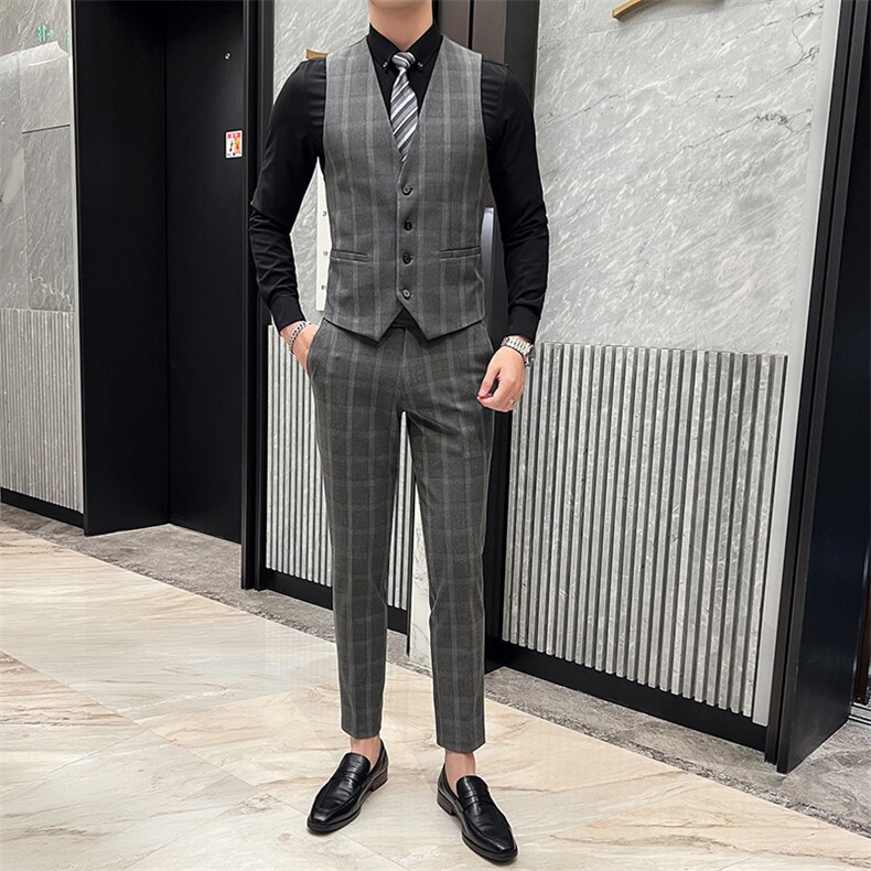 2025新款男士三件套装商务休闲西装2219-P220,男装西服套装,星座311B