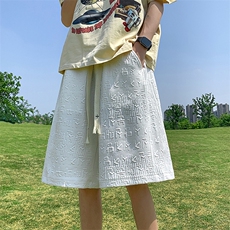 提花休闲运动短裤男生宽松潮流百搭夏学生五分裤XZ514-2-1532-P38，男装牛仔裤，星座514-2(原B239)