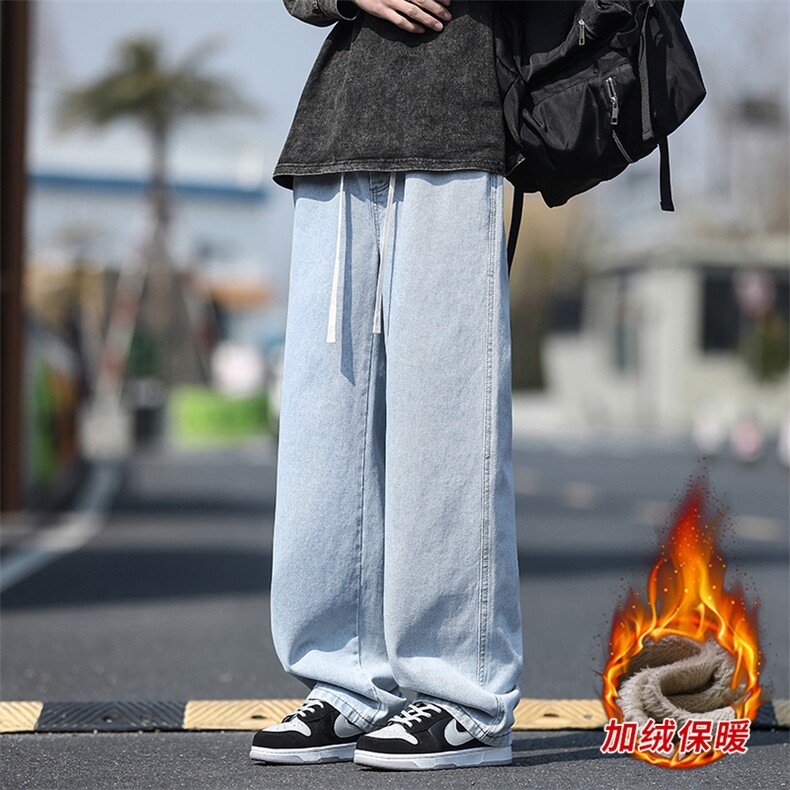冬季加绒加厚牛仔裤男棉裤秋裤保暖抗寒宽松直筒裤子110-1-P45,男装牛仔裤,星座1006-1