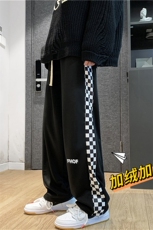 大码S-3XL侧边棋盘格加厚高街秋冬街头男休闲长卫裤CK1771-P32，男装休闲裤，星座512-2