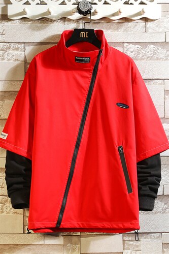 7XL-M加肥加大码立领夹克男2023秋季新款帅气本命年红色外套控98