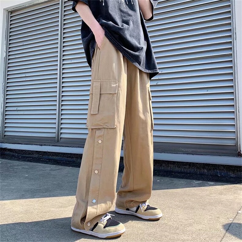 工装裤高街男女夏季ins潮牌排扣裤宽松欧美直筒休闲裤子k615-p48,男装休闲裤,星座1008