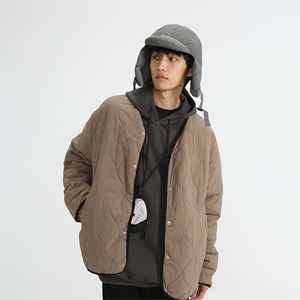 南夏乔装2025冬季新款日系复古刺绣格加厚棉衣情侣潮流休闲棉服男图片