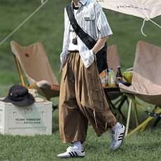 日系复古街头潮搭灯笼裤韩版休闲宽松文艺夏季长裤K771P45控68，男装休闲裤，电商A102B
