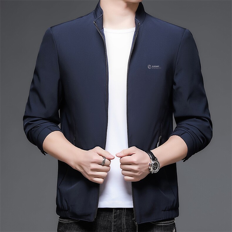 中青年休闲外套爸爸2023春装春秋夹克印花上衣服春季男装图片