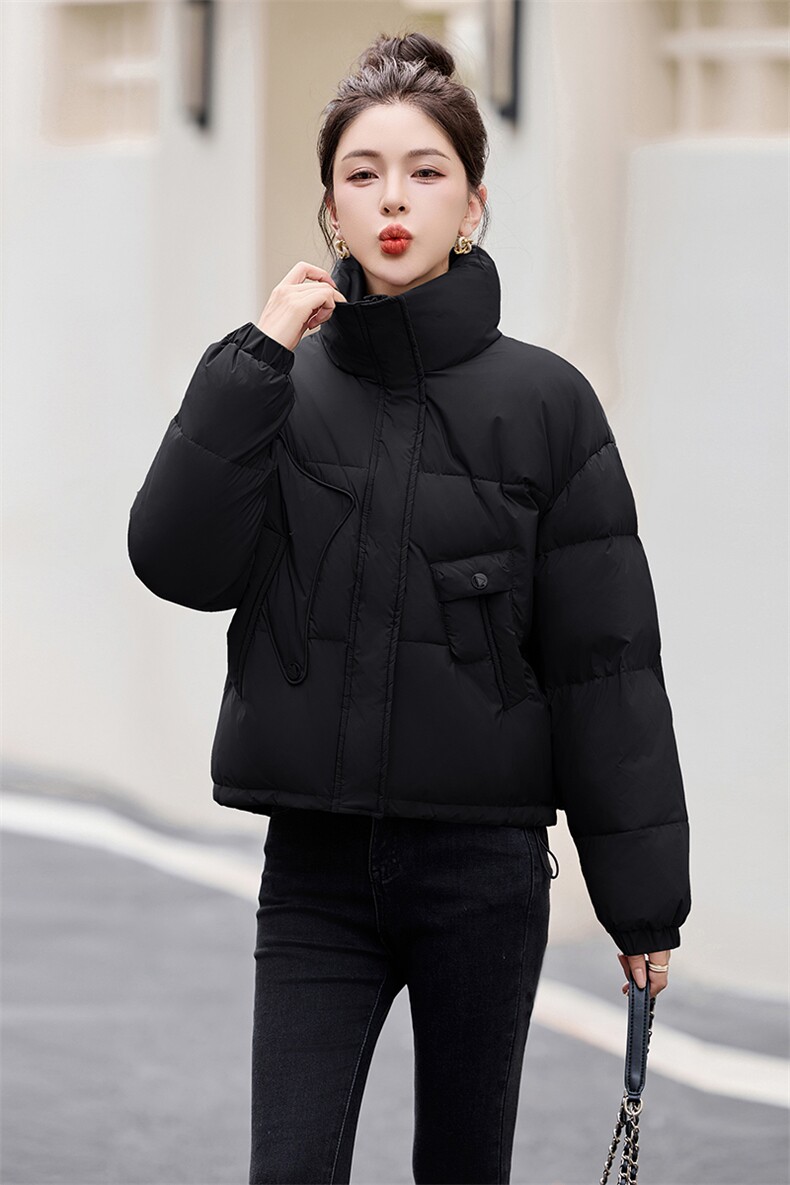 超好看短款白鸭绒羽绒服女2025冬新款小个子时尚宽松立领保暖外套,女装羽绒服,涵亦佰惠