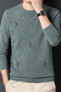 羊毛衫男圆领中年男士休闲毛衣纯色打底针织衫SFT80798-P155，男装针织衫/毛衣，电商B212（原钱塘6029）