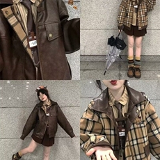 美拉德双面穿外套女秋季新款宽松百搭刺绣小个子格子拼接夹克上衣，女装短外套，星座506A