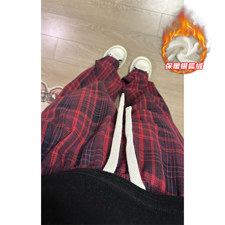 薄款改加绒特批P40无差价冬季加绒加厚格子休闲裤男女K1937J加绒,男装休闲裤,电商A001