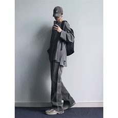 B221美式ins高街暗黑小众铆钉伐木裤牛仔裤LK23145-P65控88，男装牛仔裤，电商B221