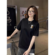 短袖女生夏季t恤新款美式夏天潮牌半袖宽松重磅纯棉上衣体恤女款，男装T恤，星座1210-1