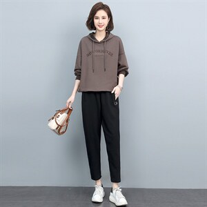 春季新款休闲舒适套装女宽松显瘦时尚两件套运动服图片