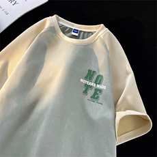 2024夏季新款麂皮绒撞色拼接短袖T恤T2301-P35，男装T恤，星座914-3