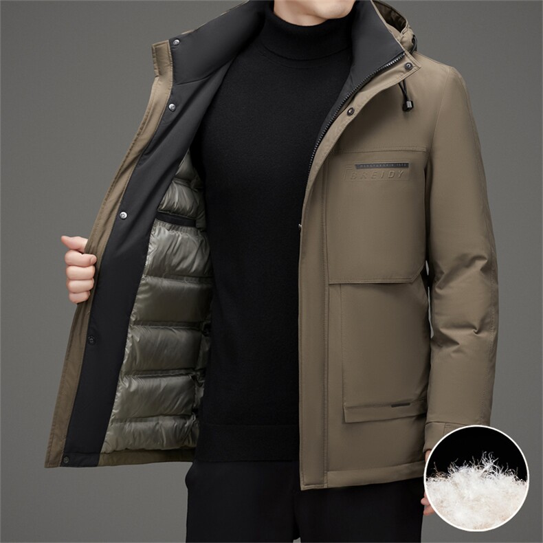 新标90白鸭绒中老年羽绒服外套男中年背部加绒羽绒服外套,男装羽绒服,钱塘723