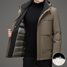 新标90白鸭绒中老年羽绒服外套男中年背部加绒羽绒服外套，男装羽绒服，钱塘723