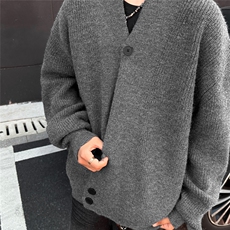 道袍针织开衫外套男春秋款松弛慵懒风针织衫老钱风毛衣M5518，男装针织衫/毛衣，星座1116A-1（原606A）