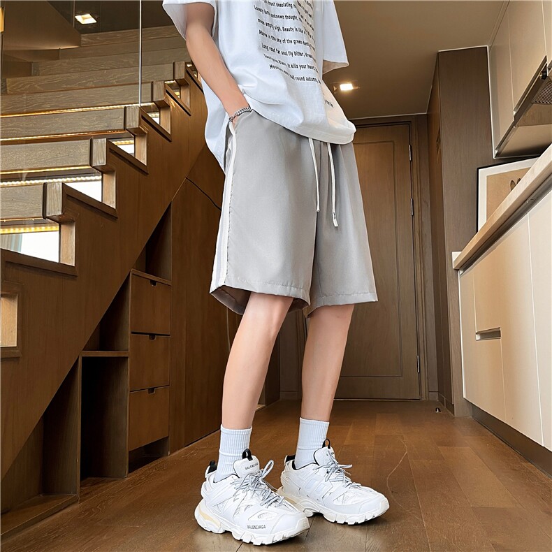 松紧腰短裤夏季条纹拼接美式宽松休闲运动五分裤YX27P29,男装牛仔裤,星座1013-1