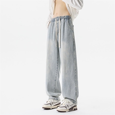 8XL-M牛仔裤美式潮牌复古水洗做旧特大码直筒宽松长裤NZ9009/P58，男装牛仔裤，电商B238