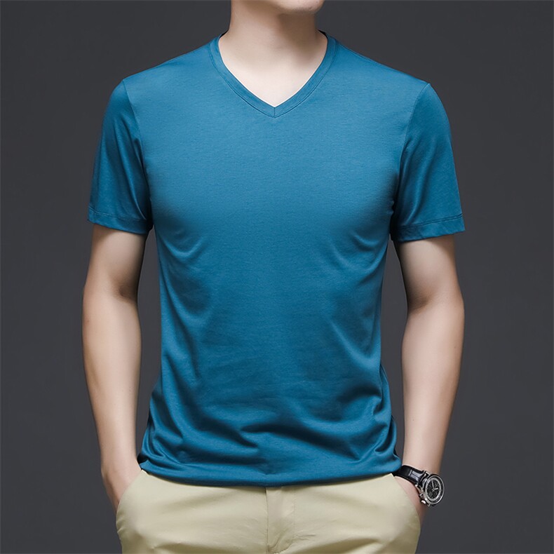 AD21555钱塘2020-3夏季男士纯色莫代尔棉短袖T恤P38图片