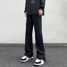 秋冬高街弹力黑色微喇修身毛边牛仔裤直筒长裤男K866-P50，男装牛仔裤，星座205