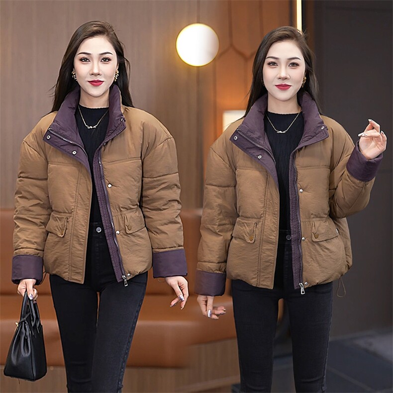 新款撞色立领短款棉服775P115,女装棉衣/棉服,乐衣轩