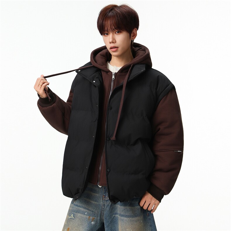 新款冬季羽绒棉服棉袄连帽假两件韩版宽松外套A436-2511-P85,男装棉衣,电商A436