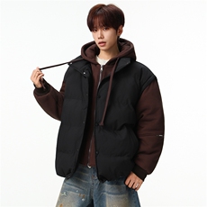 新款冬季羽绒棉服棉袄连帽假两件韩版宽松外套A436-2511-P85，男装棉衣，电商A436