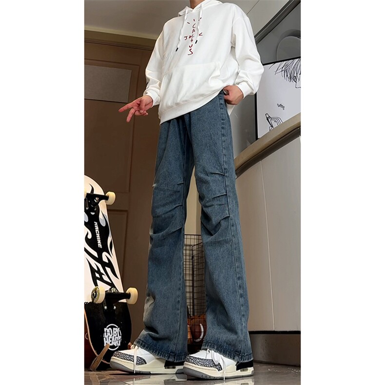 高品质B221美式ins高街暗黑宽松微喇牛仔裤LK24339-P60控78,男装牛仔裤,电商B221