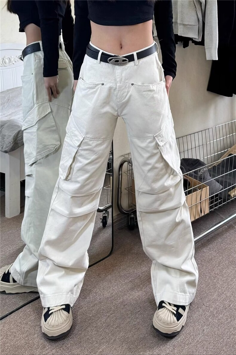 日系复古工装裤男女春季潮牌宽松直筒裤子小众设计高级感休闲长裤,男装工装外套,星座218-1（原230）