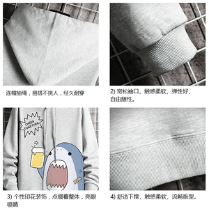 WY2137-P40 纯棉连帽卫衣男大码运动帽衫宽松薄外套 网格挂拍图片