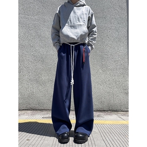 得物品质秋款男休闲卫裤刺绣带裤腰绳宽松休闲长裤h0052 P45图片
