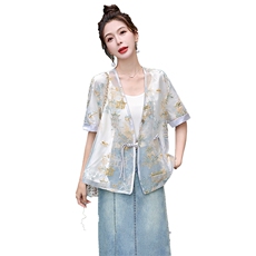 新中式国风欧根纱外套女2024夏季新款复古刺绣防晒衣改良汉服上衣，女装短外套，艾尚靓装