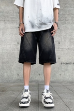 B221美式ins高街暗黑小众拼接牛仔短裤五分裤LK23068-P50控68，男装牛仔裤，电商B221