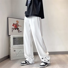 新中式风刺绣休闲裤男夏阔腿垂坠感高级感直筒西装裤K3987-P41，男装西裤，星座412-3