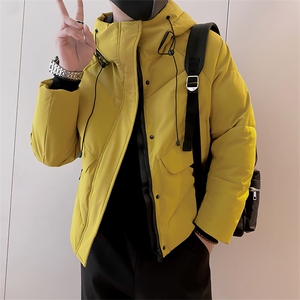 B07/P108控148冬季潮牌连帽亮色工装式冲锋衣棉衣外套男柠檬黄首2,冬季30岁女人穿衣搭配图片图片