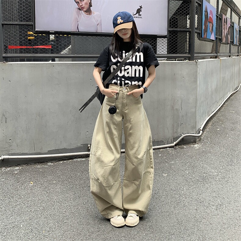 2026新款阔腿牛仔裤男女夏季薄款宽松高腰弯刀裤显瘦YD9001-P65图片