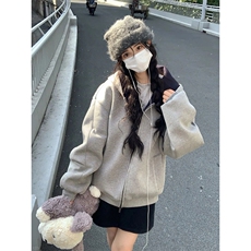 抖音得物高品质二开26春装美式重磅宽松结构双面连帽卫衣外套W68，女装短外套，电商A486-1