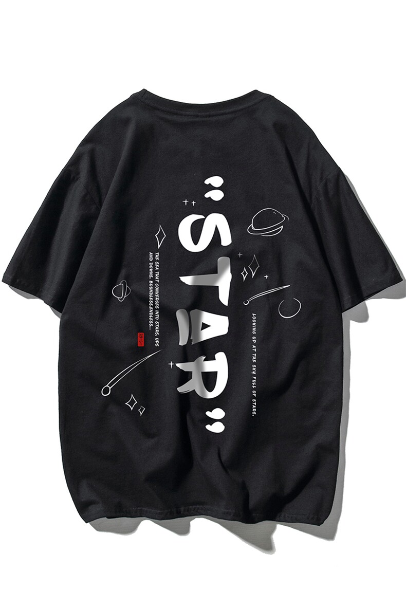 T恤潮流圆领男港风印花2024新款白底平铺衫时尚DS-B299-ZY1200P25,男装T恤,电商A061-1