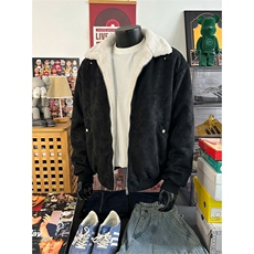 网图-美拉德巴恩风羊羔绒屋面PU皮棉服加绒保暖棉衣MP7827-特P80，男装棉衣，电商A007