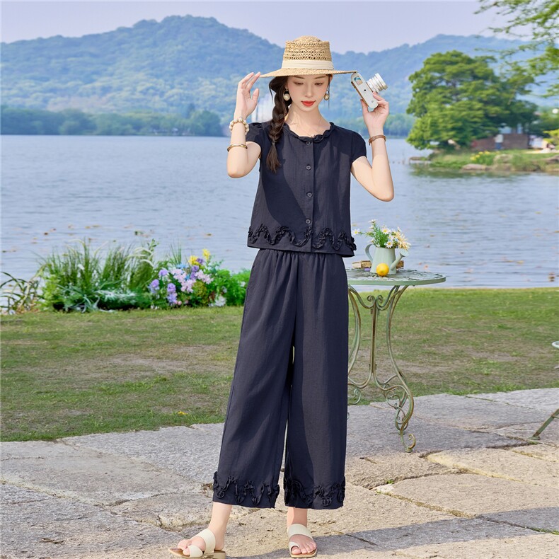 时尚休闲九分裤两件套女夏季,女装套装/套裙,素月