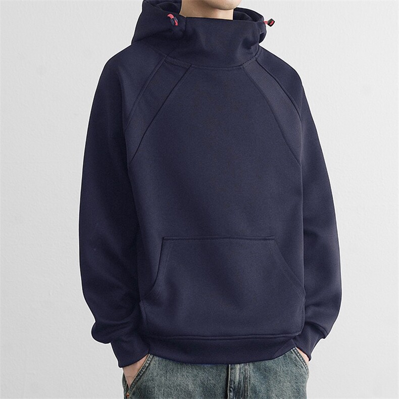 抖音得物高品质二开美式高街重磅辑明线防风高领连帽卫衣外套W82，男装卫衣，电商A486-1