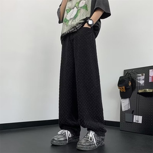 星空纹牛仔裤男夏季设计感潮牌美式直筒微喇阔腿裤子 N1396图片