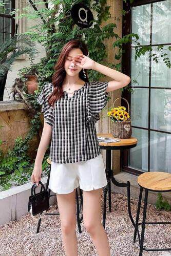 夏季新款黑白格，女装，田间晨露