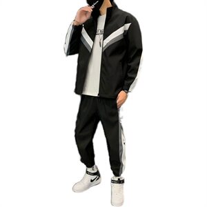 2021春秋季新款男士休闲运动套装立领两件套青少年外套D01图片