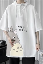 LD54150-P45连帽短袖t恤男大码胖子带帽五分袖中袖，男装T恤，电商A040
