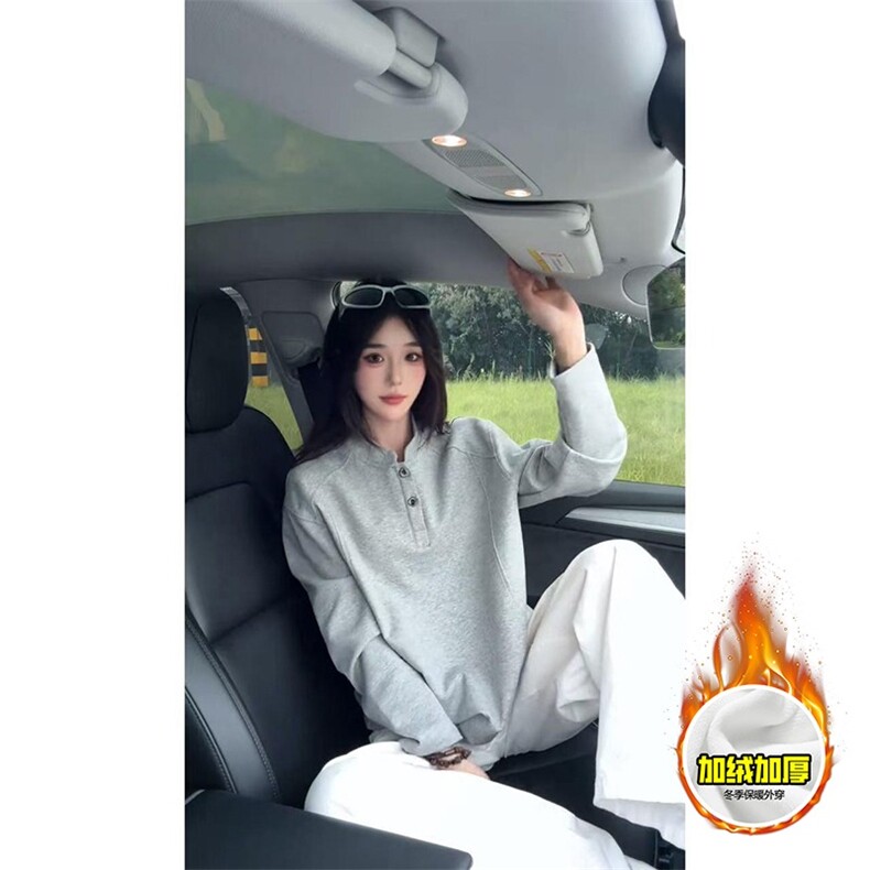 美式重磅华棉卫衣男高级感修身长袖亨利领工装t恤半开扣亨利衫潮,男装T恤,星座218-1（原230）