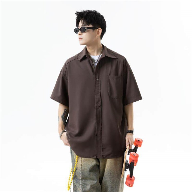 冰丝垂感短袖衬衫男 cp151-特p35图片