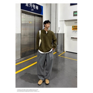 秋冬季毛衣男青年学生潮流衬衫领带领针织衫套头毛线衣图片