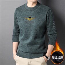 G855男士2023年秋冬新款长袖加绒圆领针织衫休闲打底衫P55,男装针织衫/毛衣,电商B360