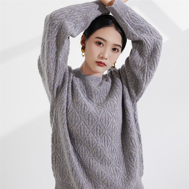 秋冬季新款女时尚百搭女士羊绒衫圆领套头,女装羊绒衫,恒爱羊绒